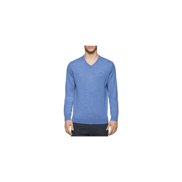 Calvin Klein Merino suéter con cuello en V para hombre, azul, XX-Large Calvin Klein Pull-over
