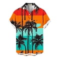 thumbnail image 5 of Hesxuno Men Beach Casual Button Down Shirts Palm Tree Printed Short Sleeve Shirt Big and Tall Summer Tops Funky Hawaiian Party Shirts Breathable Lightweight Resort Wear Shirts Red XL, 5 of 8