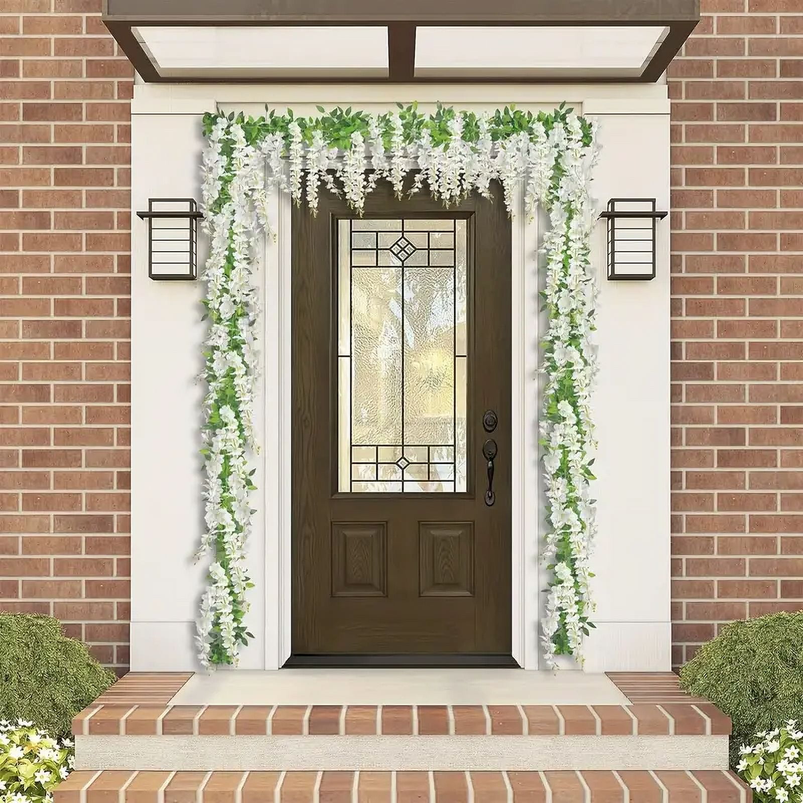 5 Pcs Wisteria Artificial Flowers Garland, Silk Fake Wisteria Vine Kit, Hanging Flower For House Outdoor Garden Ceremony Outside Wedding Arch Floral Decor, Xmas Decor
