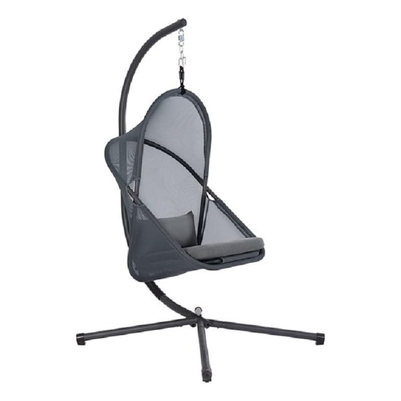 Cery Outdoor Egg Swing Chair-Foldable Stand-Dark Gray Cushion