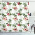 thumbnail image 1 of Ambesonne Hawaii Shower Curtain, Palm Trees Hibiscus, 69"Wx84"L, Reseda Green Pale Pink, 1 of 3