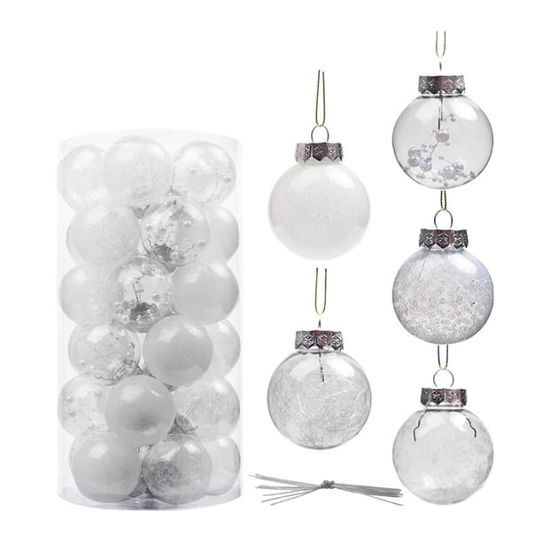 Bearachild Paquete de 30 bolas de Navidad, colgante decorativo de Navidad reutilizable para fiestas, bodas, cumpleaños, fotografía, patio, decoración del Kits de decoración para fiestas Blanco Bearachild HA065288-06B