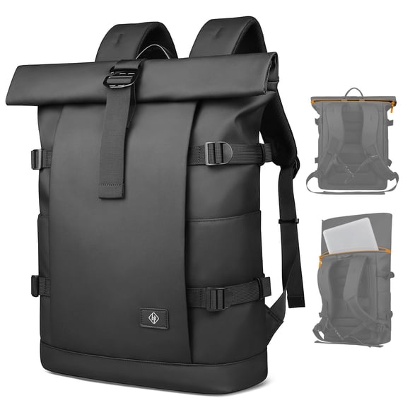 Rolltop Laptop Backpack,Expandable Anti-Theft Travel Backpack for Men Women,15.6 Inch Casual Daypack with Laptop Compartment,19-28L Water-Resistant B