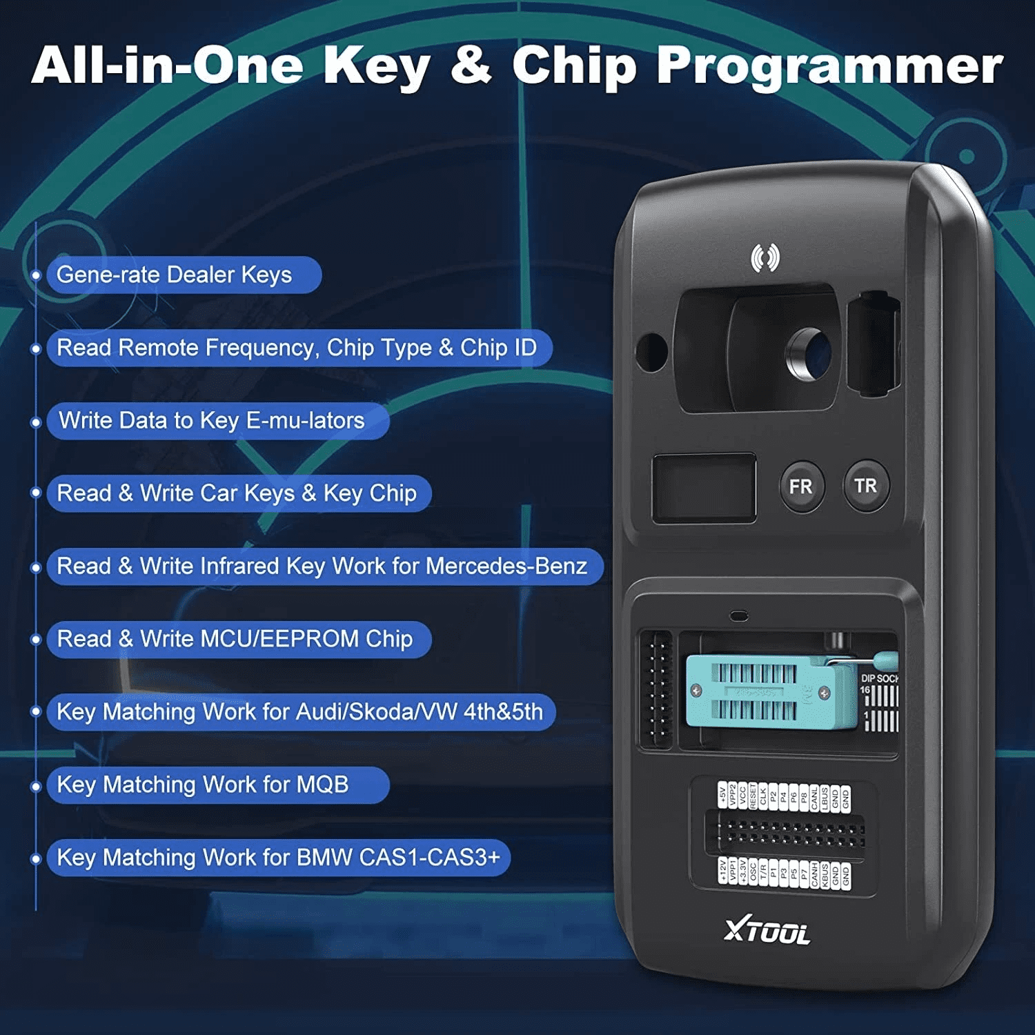XTOOL D9S Pro Automotive OBD2 Scanner Bluetooth, Bi Directional Scan Tool, Full System Diagnostic Tool with KC501 Key Pr0gramming Tool, 45 Services