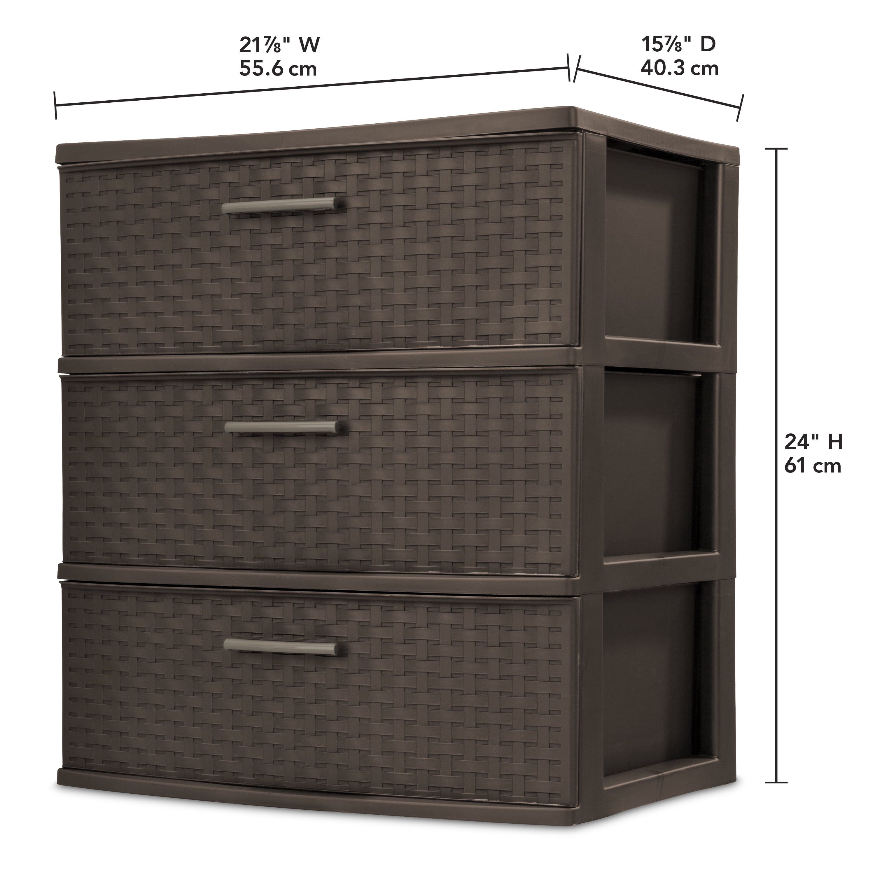 Storage Sterilite 3 Drawer Wide Weave Tower Espresso
