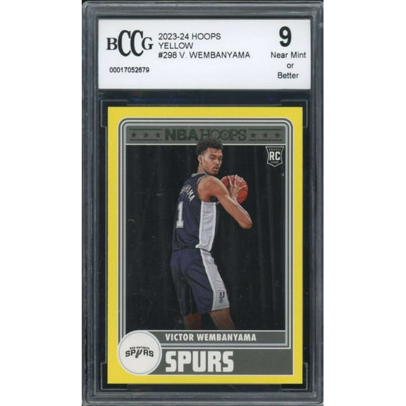 2023-24 Hoops Yellow #298 Victor Wembanyama Rookie Card BGS BCCG 9 Near Mint 
