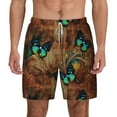 thumbnail image 2 of Picia Vintage Butterfly Green pattern Mens Swim Trunks with Compression Liner Stretch Beach Shorts Quick Dry with Zipper Pockets No-Chafing Board Shorts-Medium, 2 of 9