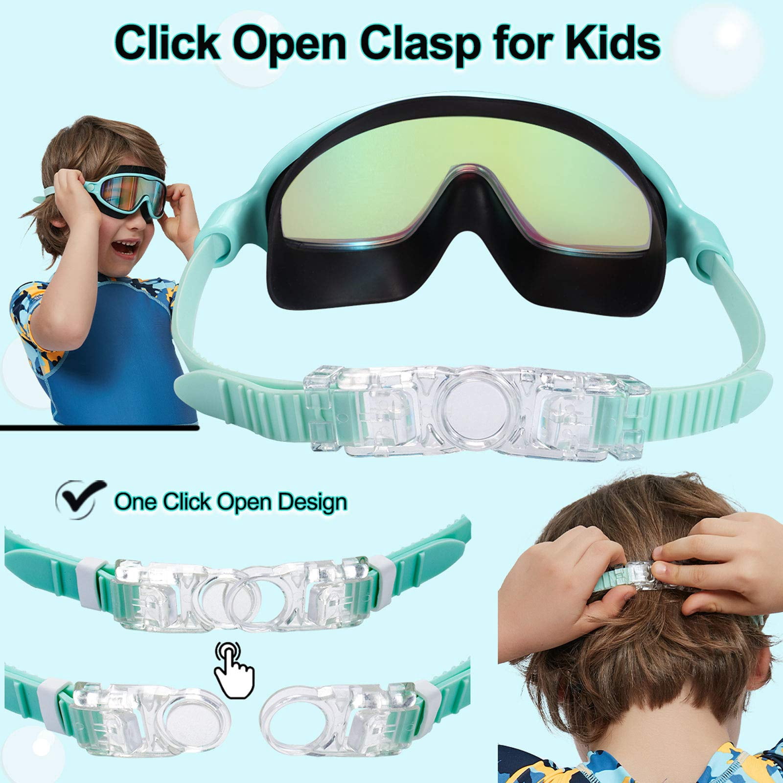 Swim Goggles 2 Pack, Kids Swimming Goggles with Earplugs&Nose Clip Wide View Anti-Fog/UV