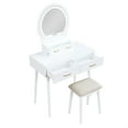 thumbnail image 2 of Anvy Ensemble de Coiffeuse avec Miroir et Tabouret - 4 Tiroirs - Bois Blanc, 2 of 5