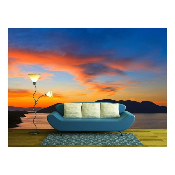wall26 - Beautiful Sunset in Greece - Removable Wall Mural | Self-Adhesive Large Wallpaper - 66x96 inches