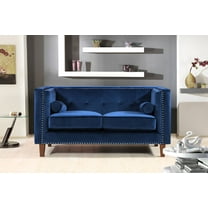 Uspridefurniture Kittleson 60'' Velvet Tuxedo Arm Loveseat -Blue