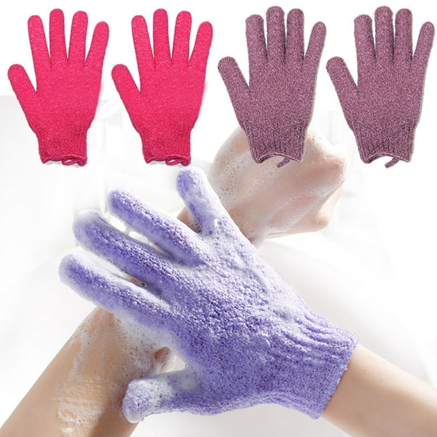 2 Pair Exfoliating Body Gloves Bath Scrub Wash Mitts Skin Massage