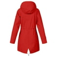 thumbnail image 4 of UTTOASFAY Coat Women's Solid Rain Jacket Outdoor Jackets Hooded Raincoat Windproof Red 6(M), 4 of 4