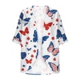 thumbnail image 5 of Xdegoge Patriotic 4th of July Kimono Cardigan for Women Red White and Blue Butterfly Graphic Open Front Lightweight Summer Beach Cover Up Independence Day Party Tops, 5 of 5