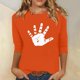 thumbnail image 1 of Heisall Women's Spring Autumn Tops 3/4 Sleeve Round Neck Casual Fashion Blouses Orange Festival Print Shirts, 1 of 4