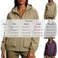 thumbnail image 3 of thefnos Womens Plus Size Cargo Jacket Zip Up Long Sleeve Hooded Coat Fall Solid Color Vintage Trench Coat with Pockets Casual Fashion Clothes, Khaki 2XL, 3 of 9
