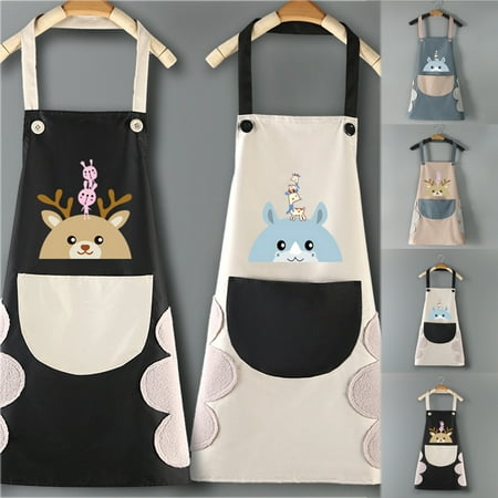 

Travelwant Kitchen Cooking Aprons Adjustable Bib Aprons Water Oil Stain Resistant Cartoon Deer Chef Cooking Kitchen Aprons with Pockets soft Chef Apron for Men Women