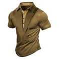 thumbnail image 1 of Camiseta de Solapa de Color Sólido de Moda Casual de Manga Corta, Cuello Redondo Manga Corta Superior para Hombres, Poliéster de Lavado a Mano, 1 of 5