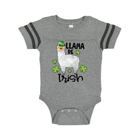 

Inktastic St. Patrick s Day Llama Be Irish with Green Shamrocks Gift Baby Boy or Baby Girl Bodysuit