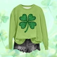 thumbnail image 2 of St Patricks Day Outfits for Women Crew Neck Long Sleeve Pullover Tops Irish Shamrock Green Print Sweatshirt Festival Shirts, 2 of 4
