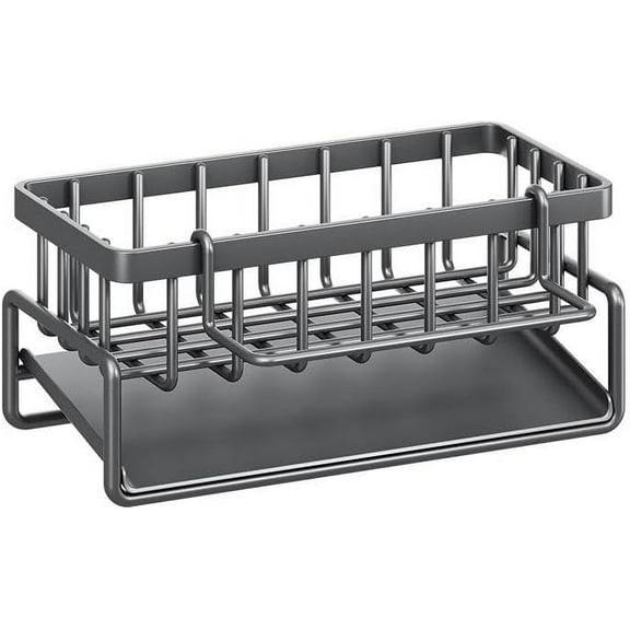 Kitchen Soap Dispenser Caddy: Organizer with Auto Drain Tray,, Small, Grey