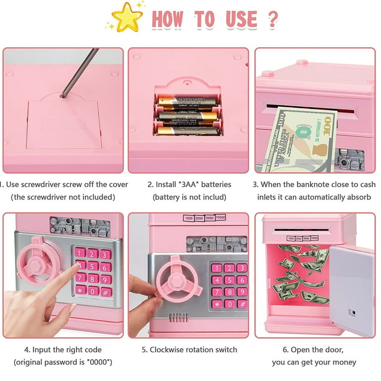 Piggy Bank Toys for 6 7 8 9 10 11 Year Old Girl Gifts, Money Saving Box for  Teen Girls Toys Age 6-8-10-12, Christmas Birthday Gifts for 7 8 Year Old  Girls Stuff ATM Machine for Kids 5-7, Pink 