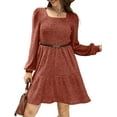 thumbnail image 5 of Womens Square Neck Long Sleeve Fall Dresses Casual Babydoll Sweater Dress, 5 of 5