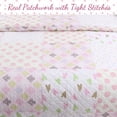 thumbnail image 5 of Pink Heart Floral Dot Giraffe Medallion Cotton Patchwork Twin Reversible Quilt Bedding Set, 5 of 6