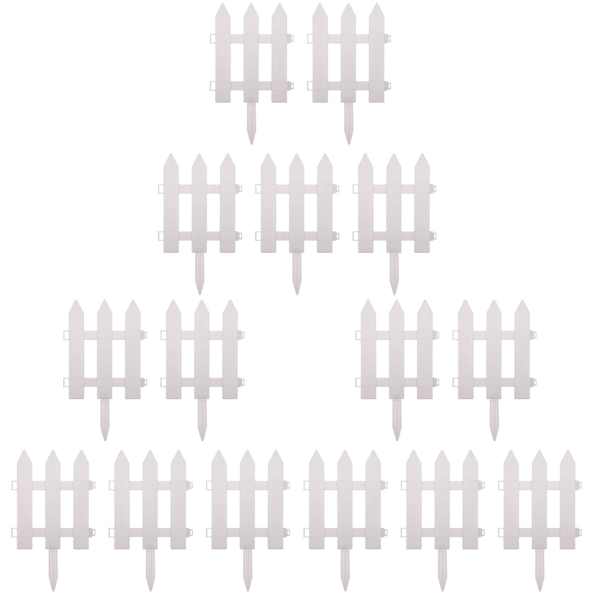 Hemoton 15 Sets  Plastic Edgings Garden Picket Fence Grass Lawn Flowerbeds Plant Borders White