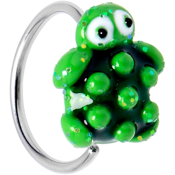 Body Candy Womens 20G 316L Stainless Steel Nose Ring Textured Turtle Mens Nose Hoop Ring Circular Nose Ring 5/16”