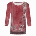 thumbnail image 2 of Towmus Womens 3/4 Length Sleeve Cotton Clothes Floral Print Dressy Blouses Crew Neck Casual Tunic Tops Summer Shirts Loose Fit Pullover, 2 of 4