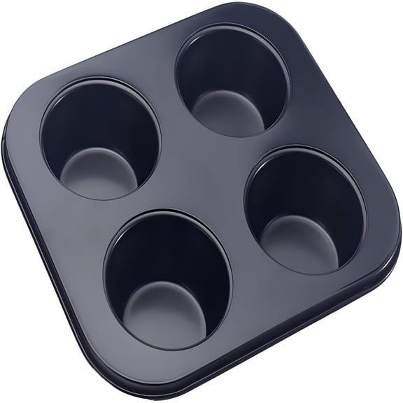ACDANC 4-Hole Non-Stick Cupcake Baking Pan, Heavy Duty Carbon Steel Muffin Tray for Mini Pies, Standard Oven Bakeware Mold