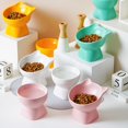 thumbnail image 5 of Cuenco para gatos, cuenco elevado para comida y agua, cuenco para gatos con inclinación de 15° que reduce la presión del cuello, fácil de limpiar, para gatos y perros pequeños, amarillo kaili Sencillez, 5 of 5