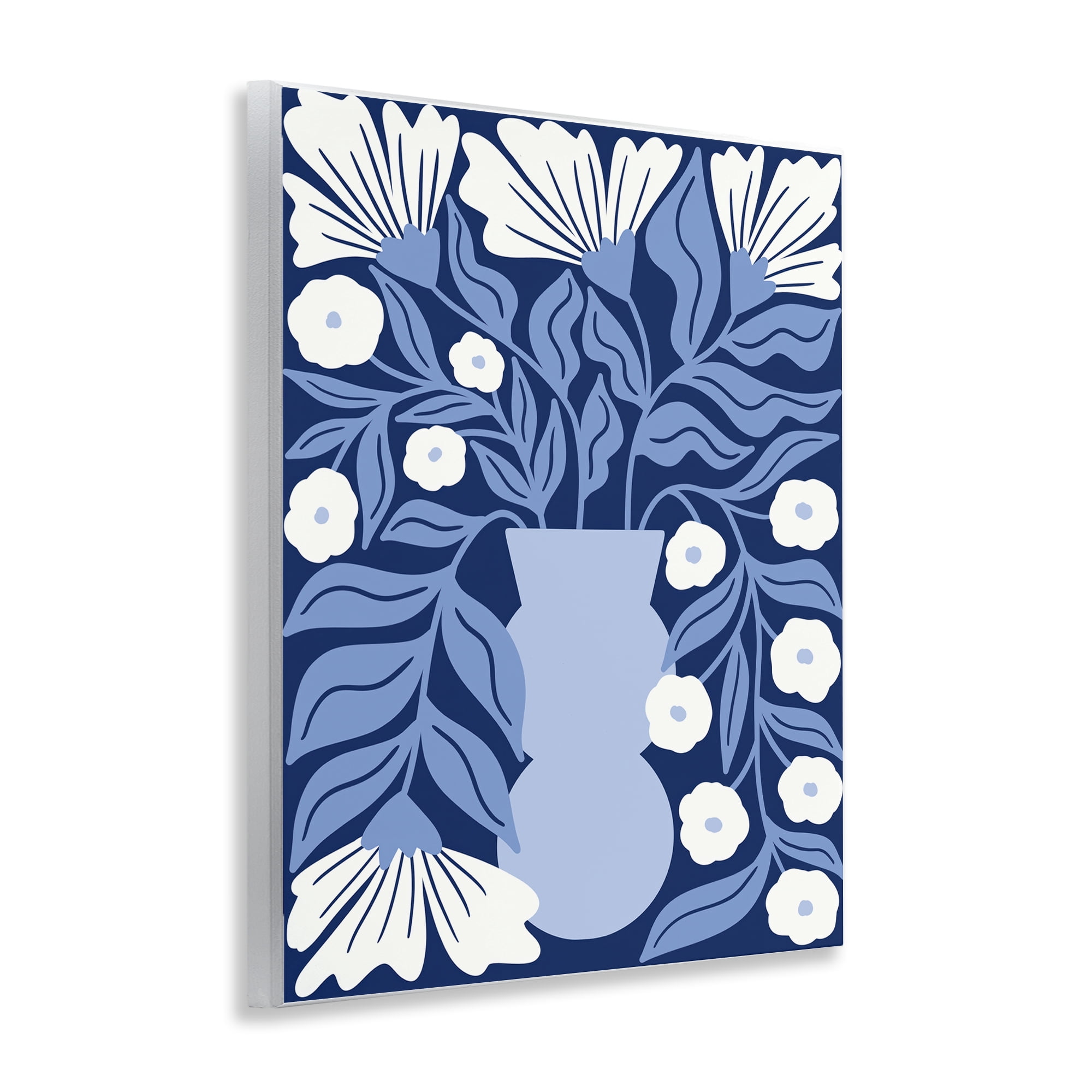 Stupell Industries Funky Blue Flower Vase Plants & Flowers Painting Unframed Art Print Wall Art, 11 x 14