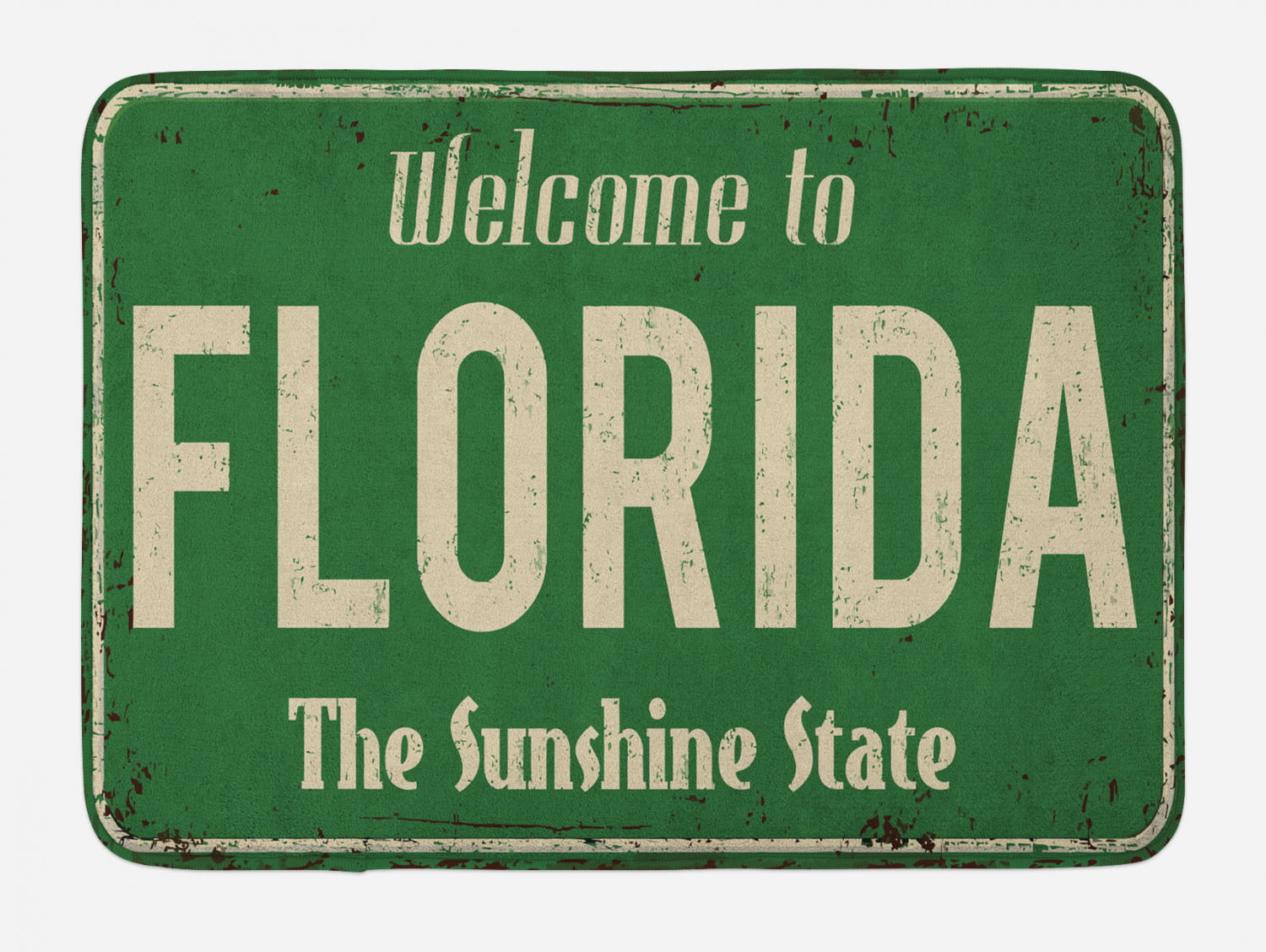 Ambesonne Florida Soft Flannel Fleece Throw Blanket 70 x 90 Welcome to Florida Old and Rusty Graphic Sign Design The Sunshine State Cozy Plush for Indoor and Outdoor Use Fern Green and Beige