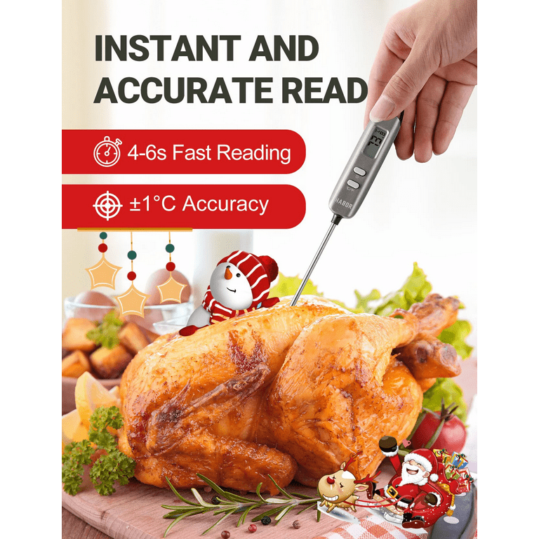 Habor Instant Read Meat Thermometer for Cooking and Grill, 4.7 Stainless  Steel Long Probe, Digital Meat Thermometer with °C/°F Button, Digital Food  Thermometer for Kitchen, BBQ, Turkey, Candy, Milk 