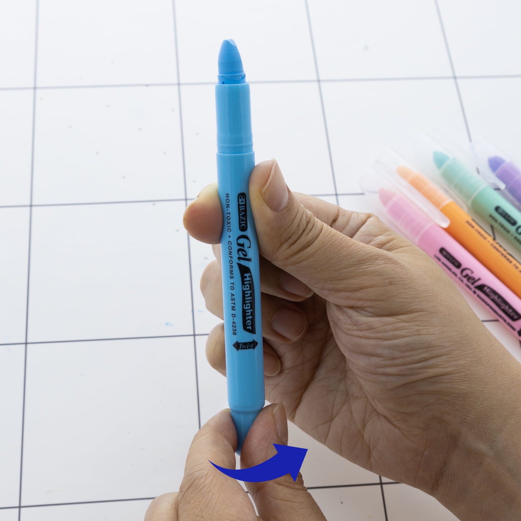 BAZIC Highlighter Gel Pen Bible Highlighter, No Bleed Pastel Highlighting Coloring Pen (5/Pack), 12-Packs