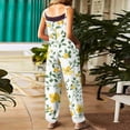 thumbnail image 4 of Linen Jumpsuits for Women Boho Floral Gardening Overalls Loose Fit Plus Size Rompers Bohemian Travel Vacation Baggy Clothes Orange 2XL, 4 of 5