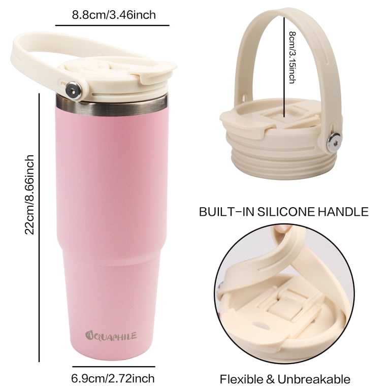 AQUAPHILE Insulated Water Bottle 30 oz with Straw Lid Handle