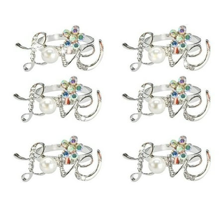 

6 Pcs Love Napkin Rings Rhinestones Love Napkin Holders for Wedding Mother s Day Thanksgiving Banquet Dinner Decor