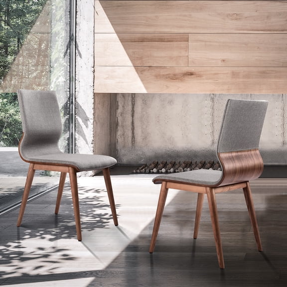 Armen Living Robin Modern Fabric Dining Chair in Gray (Set of 2)