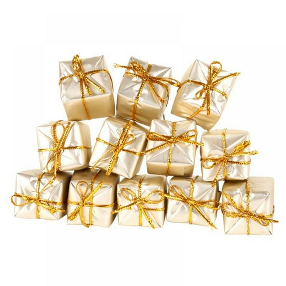 12pcs/lot Assorted Color Foil Boxes Handmade Gift Boxes Mini Tree Ornaments Laser Candy Box Christmas Tree Ornaments Pendant Decoration