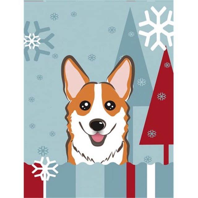 Carolines Treasures BB1750CHF Hiver Vacances Rouge Corgi Flag Toile Taille Maison