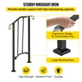 thumbnail image 5 of VEVORbrand Handrail for Staircase Metal Handrail Picket Outdoor Step 1 Fits 1 or 2 Steps Rail Height adjustable Wrought Iron Handrail, Matte Black, 5 of 10