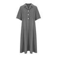 thumbnail image 4 of Chemise Plissée à Boutons pour Femmes Robe Décontractée Col en V Simple Décontractée Ample Fluide, 4 of 6