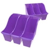 Storex Interlocking Small Book Bin, Plastic Desktop Storage for Letter Paper, Purple, 6-Pack