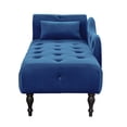 thumbnail image 4 of Velvet Chaise Lounge Indoor, Button Tufted Sleeper Sofa Chair with One Pillow, Upholstered Accent Recliner Chair with Nail Head Trim for Living Room, Bedroom, Blue, 4 of 6