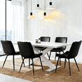 thumbnail image 5 of Modern Faux Leather Dining Chairs Set of 2, Upholstered Dining Side Chairs with Metal Legs, Comfort Backrest Chair For Kitchen Dining Room Cafe(Black, Black Legs), 5 of 9