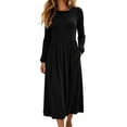 BiZtdJrK Long Sleeve Dress for Women Crew Neck Tiered Flowy A Line ...