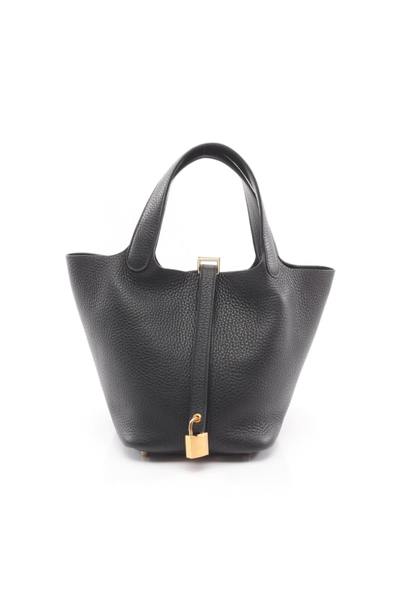 Pre-Owned Hermes Picotin Lock PM Handbag, Leather, Taurillon Clemence Women's, Black, 056289CC